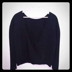 Elegant black JBrand top deep v